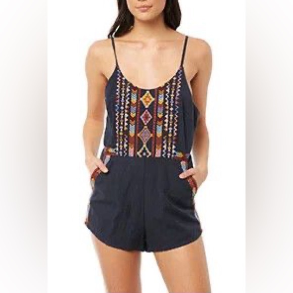 TIGERLILY Nazilla Embroidered Cotton Navy Onesie Romper Playsuit - Picture 8 of 16